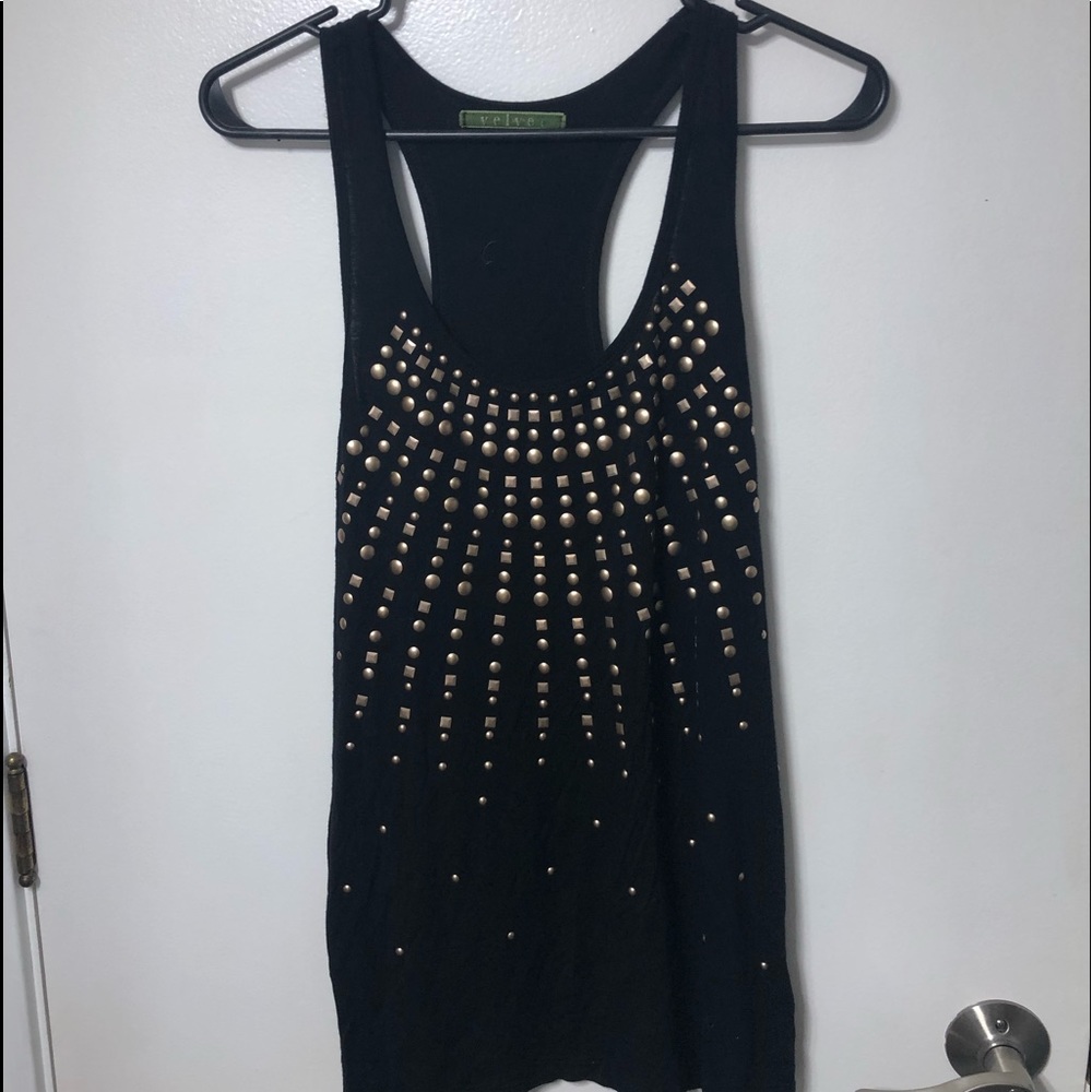 Velvet black tank with beads